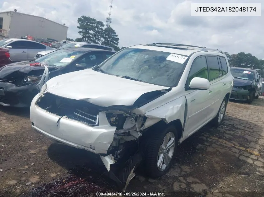 2008 Toyota Highlander Limited VIN: JTEDS42A182048174 Lot: 40434710