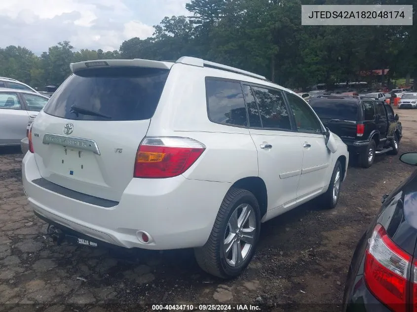 2008 Toyota Highlander Limited VIN: JTEDS42A182048174 Lot: 40434710