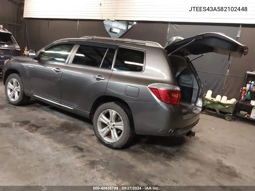 2008 Toyota Highlander Sport VIN: JTEES43A582102448 Lot: 40435799