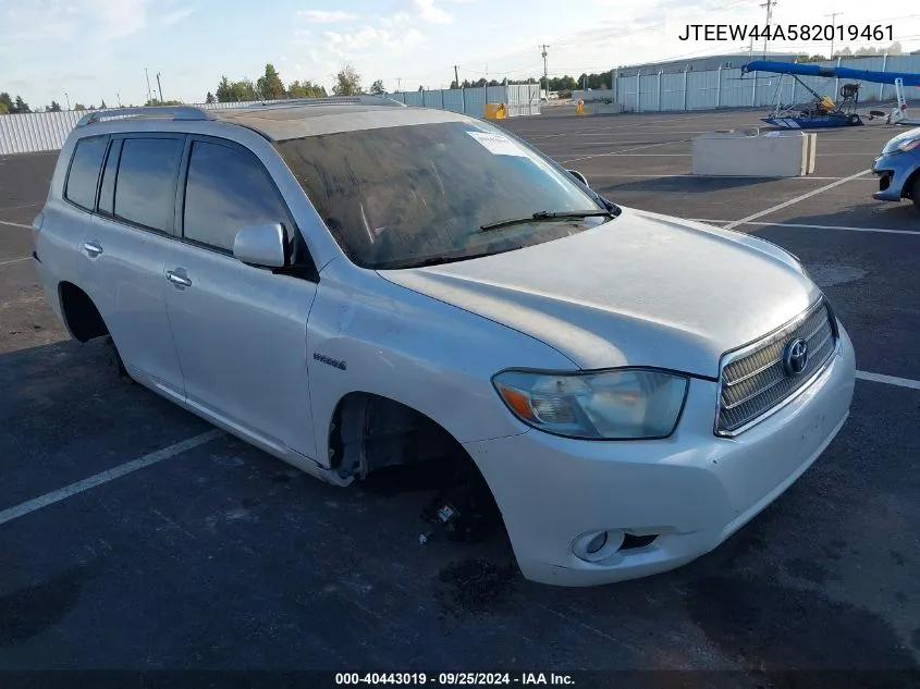 2008 Toyota Highlander Hybrid Limited VIN: JTEEW44A582019461 Lot: 40443019