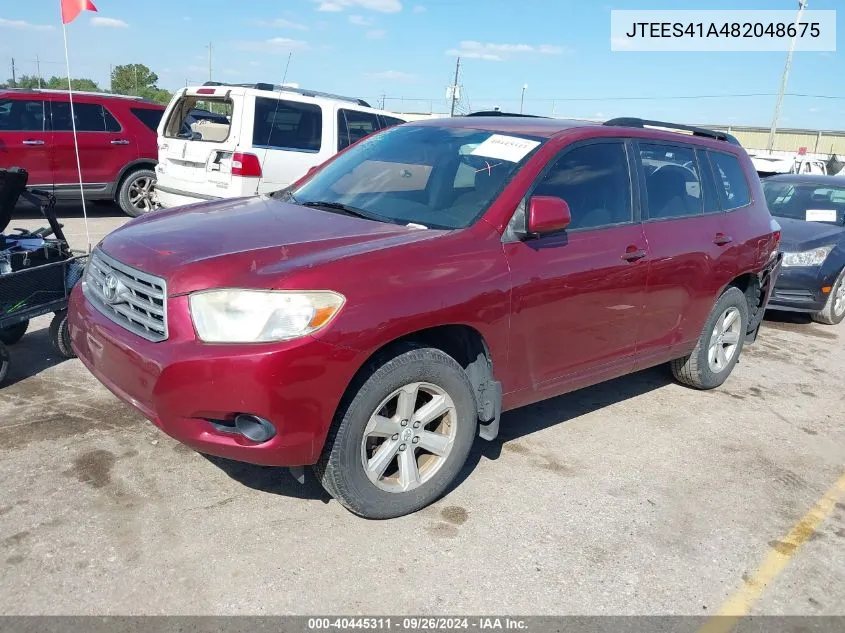 2008 Toyota Highlander VIN: JTEES41A482048675 Lot: 40445311