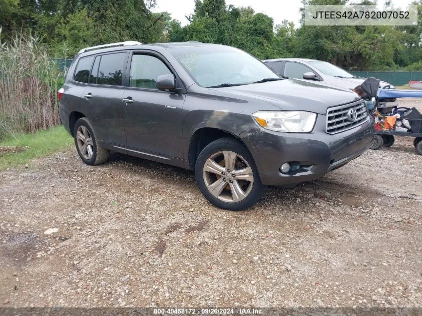 2008 Toyota Highlander Limited VIN: JTEES42A782007052 Lot: 40458172