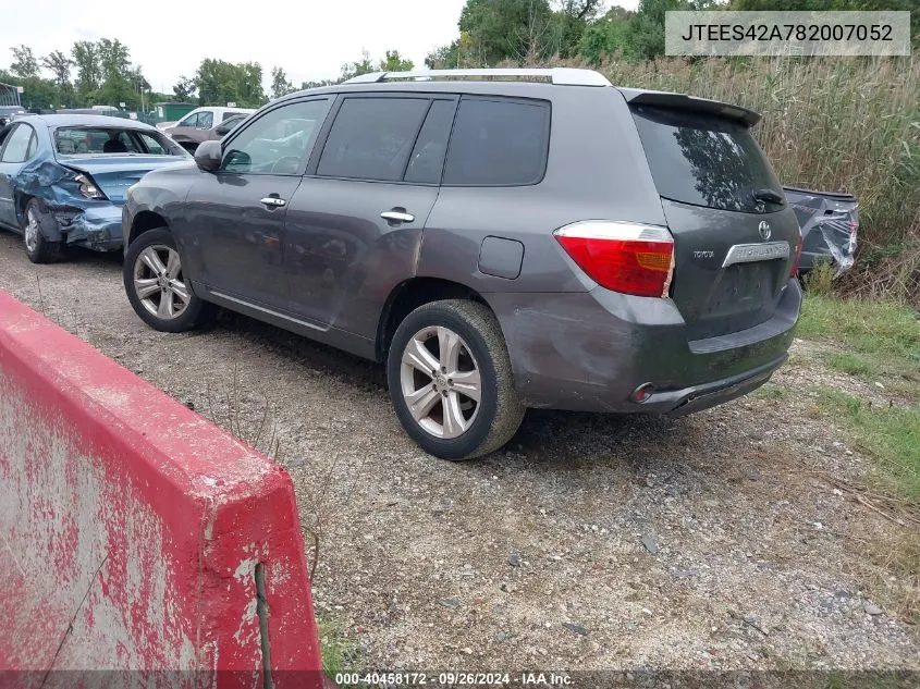 2008 Toyota Highlander Limited VIN: JTEES42A782007052 Lot: 40458172