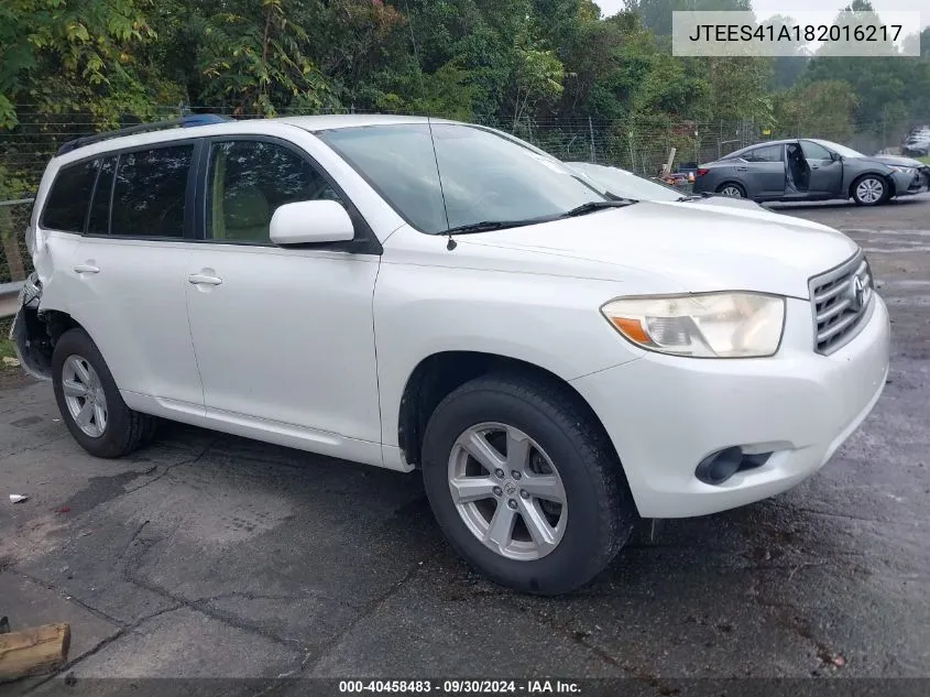 2008 Toyota Highlander VIN: JTEES41A182016217 Lot: 40458483