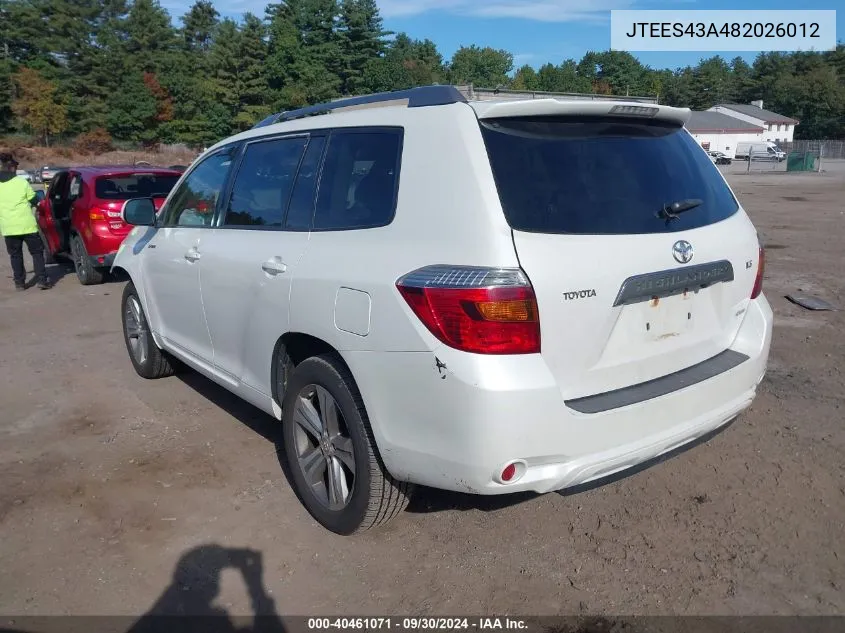 JTEES43A482026012 2008 Toyota Highlander Sport