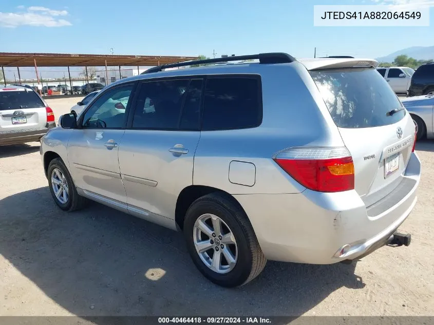 2008 Toyota Highlander VIN: JTEDS41A882064549 Lot: 40464418