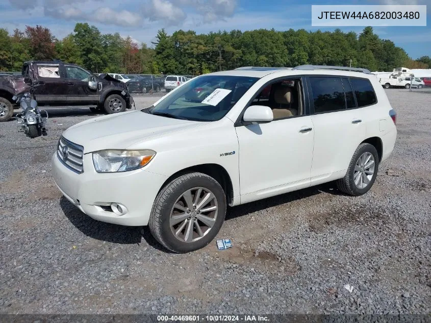 2008 Toyota Highlander Hybrid Limited VIN: JTEEW44A682003480 Lot: 40469601