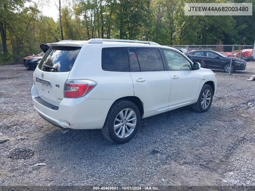 2008 Toyota Highlander Hybrid Limited VIN: JTEEW44A682003480 Lot: 40469601