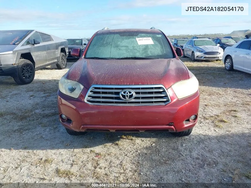 2008 Toyota Highlander Limited VIN: JTEDS42A182054170 Lot: 40472121