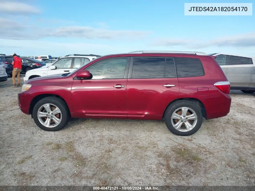 2008 Toyota Highlander Limited VIN: JTEDS42A182054170 Lot: 40472121