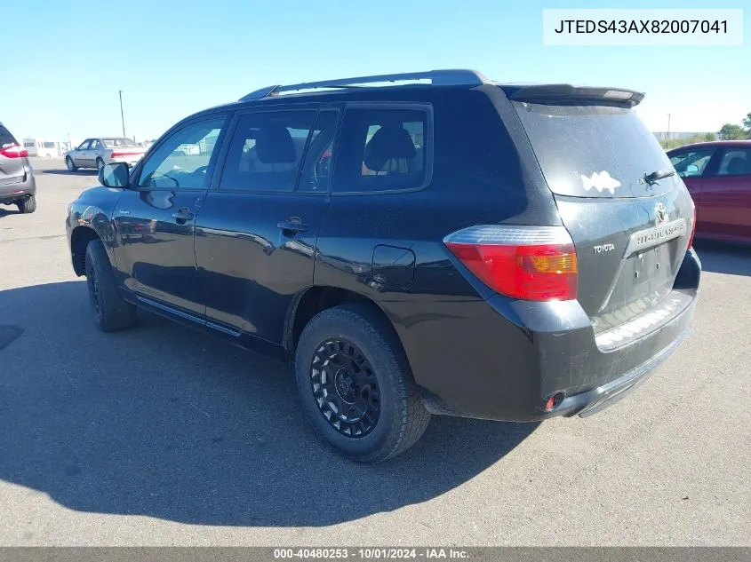 2008 Toyota Highlander Sport VIN: JTEDS43AX82007041 Lot: 40480253