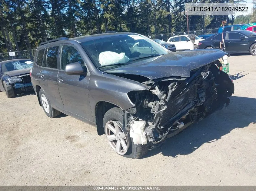 2008 Toyota Highlander VIN: JTEDS41A182049522 Lot: 40484437