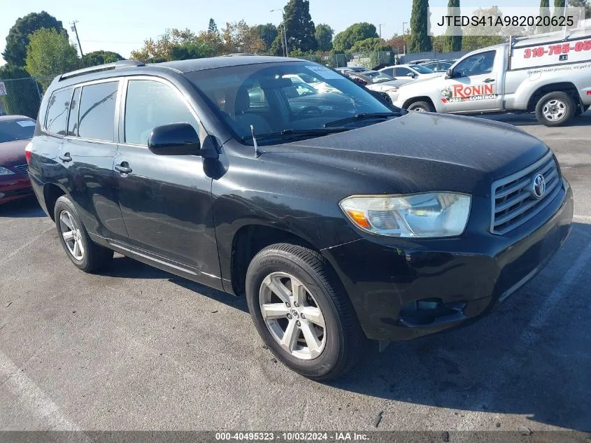 2008 Toyota Highlander VIN: JTEDS41A982020625 Lot: 40495323