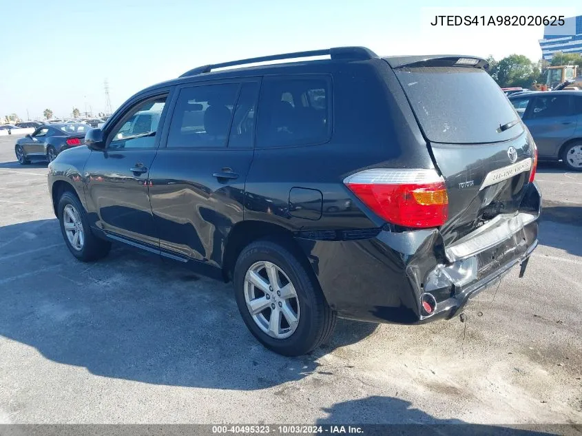 2008 Toyota Highlander VIN: JTEDS41A982020625 Lot: 40495323