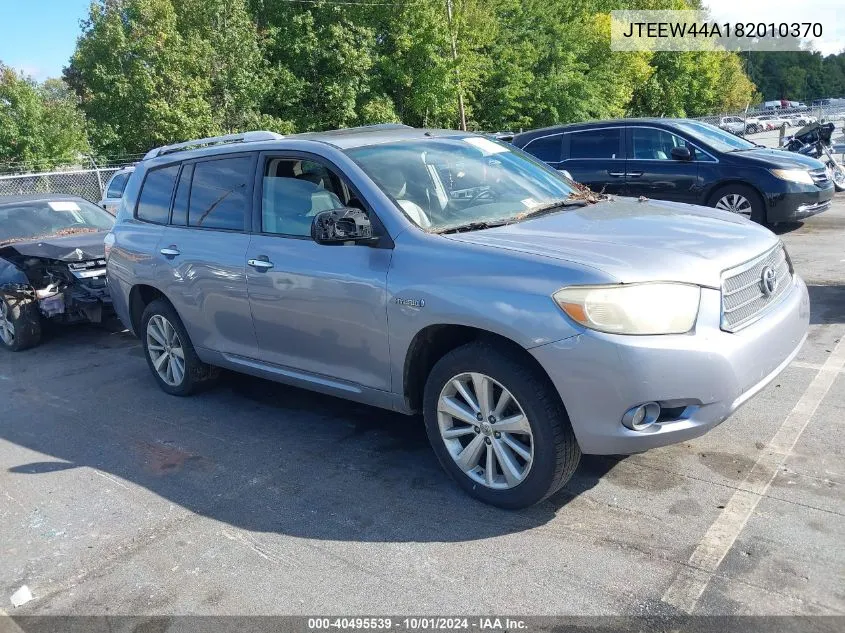 2008 Toyota Highlander Hybrid Limited VIN: JTEEW44A182010370 Lot: 40495539