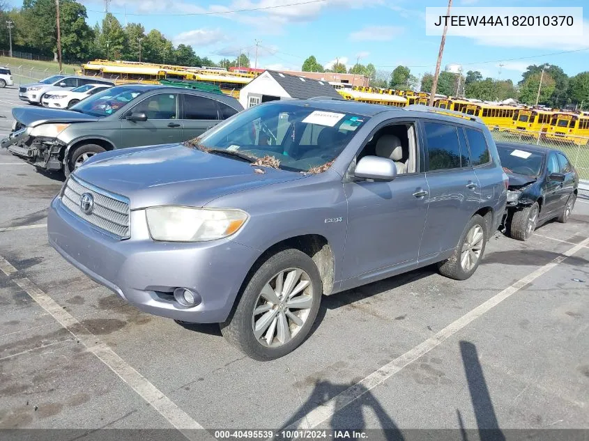 2008 Toyota Highlander Hybrid Limited VIN: JTEEW44A182010370 Lot: 40495539