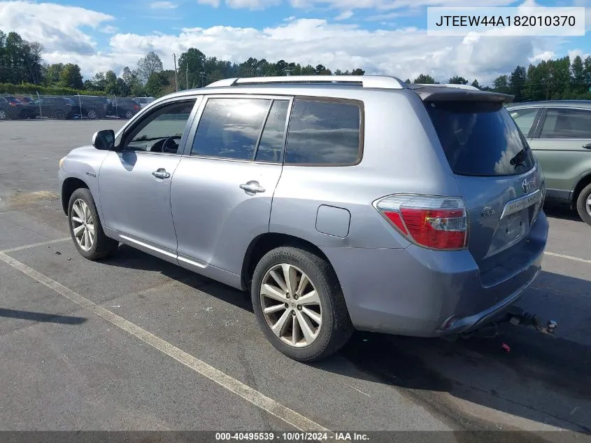 2008 Toyota Highlander Hybrid Limited VIN: JTEEW44A182010370 Lot: 40495539