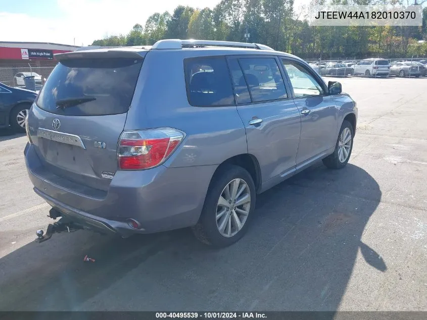 2008 Toyota Highlander Hybrid Limited VIN: JTEEW44A182010370 Lot: 40495539