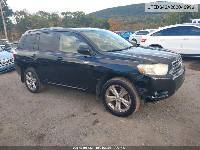 2008 Toyota Highlander Sport VIN: JTEDS43A282046996 Lot: 40498423