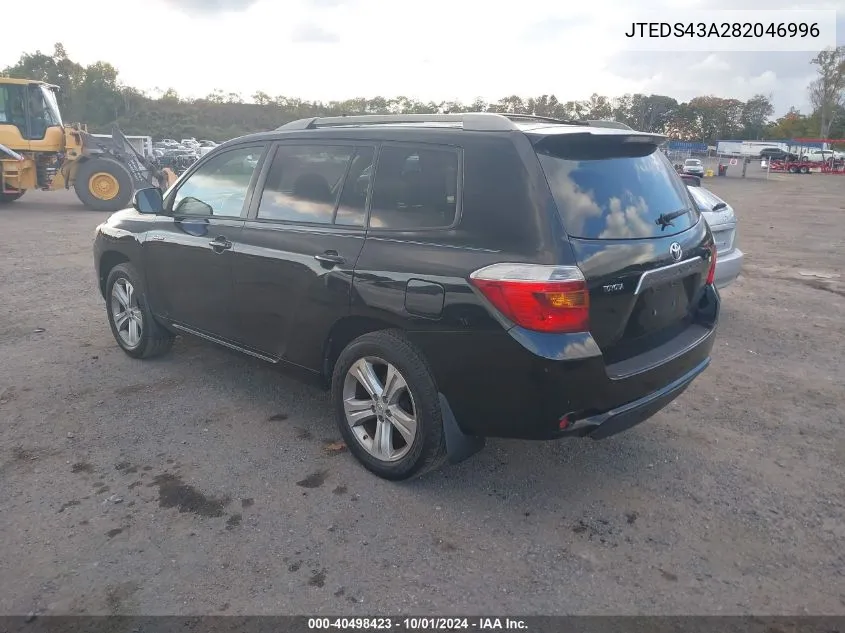 2008 Toyota Highlander Sport VIN: JTEDS43A282046996 Lot: 40498423