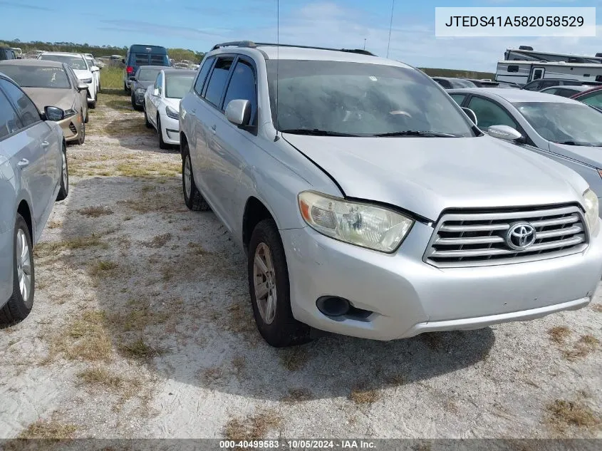 2008 Toyota Highlander VIN: JTEDS41A582058529 Lot: 40499583