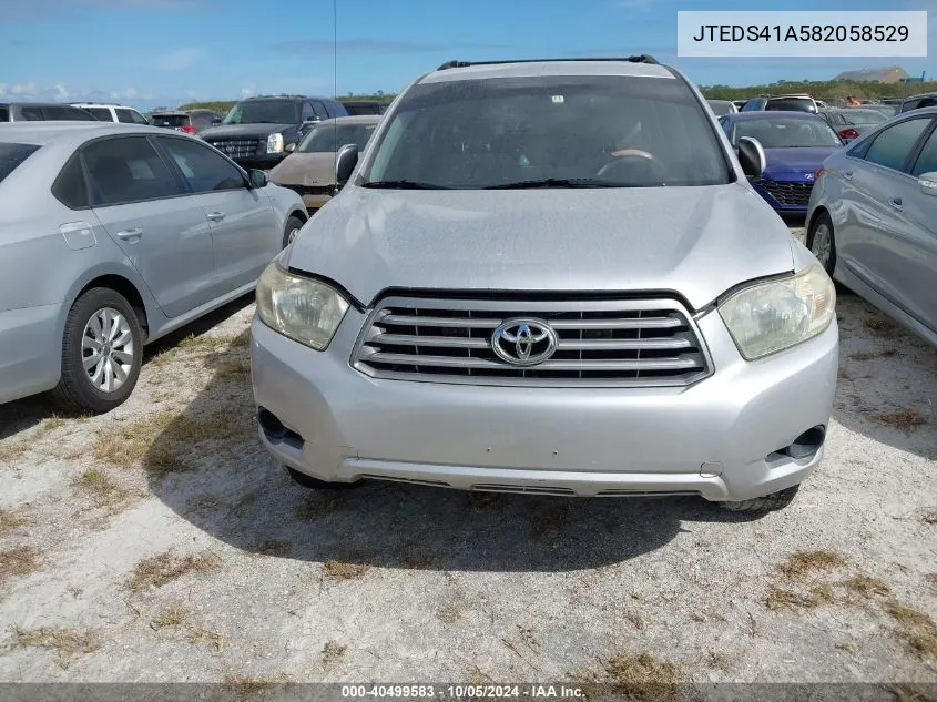 2008 Toyota Highlander VIN: JTEDS41A582058529 Lot: 40499583