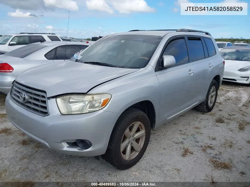 2008 Toyota Highlander VIN: JTEDS41A582058529 Lot: 40499583