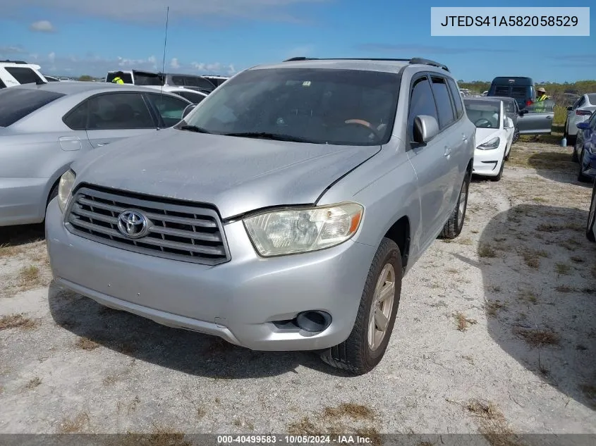 2008 Toyota Highlander VIN: JTEDS41A582058529 Lot: 40499583