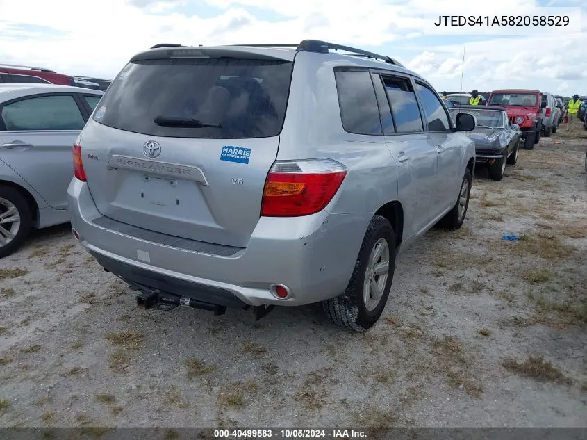 2008 Toyota Highlander VIN: JTEDS41A582058529 Lot: 40499583