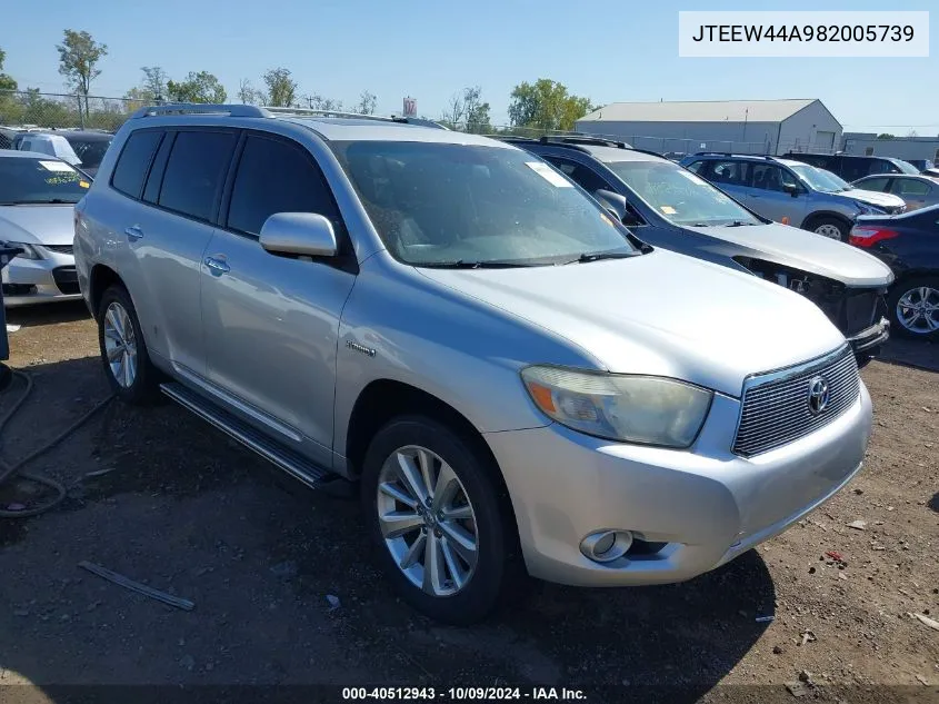 2008 Toyota Highlander Hybrid Limited VIN: JTEEW44A982005739 Lot: 40512943