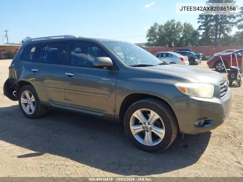 2008 Toyota Highlander Limited VIN: JTEES42AX82086166 Lot: 40516519