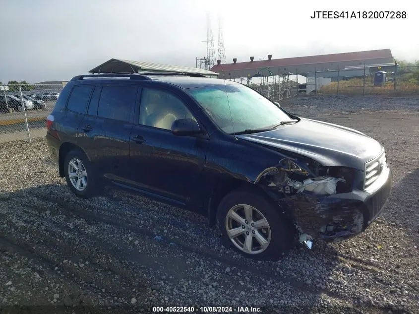 2008 Toyota Highlander VIN: JTEES41A182007288 Lot: 40522540