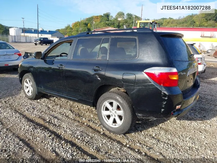 2008 Toyota Highlander VIN: JTEES41A182007288 Lot: 40522540