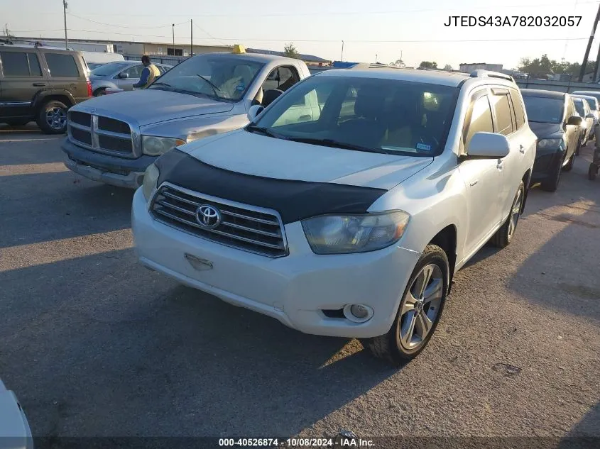 2008 Toyota Highlander Sport VIN: JTEDS43A782032057 Lot: 40526874