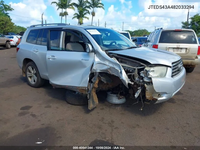 2008 Toyota Highlander Sport VIN: JTEDS43A482033294 Lot: 40541344