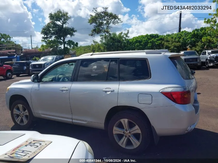 2008 Toyota Highlander Sport VIN: JTEDS43A482033294 Lot: 40541344