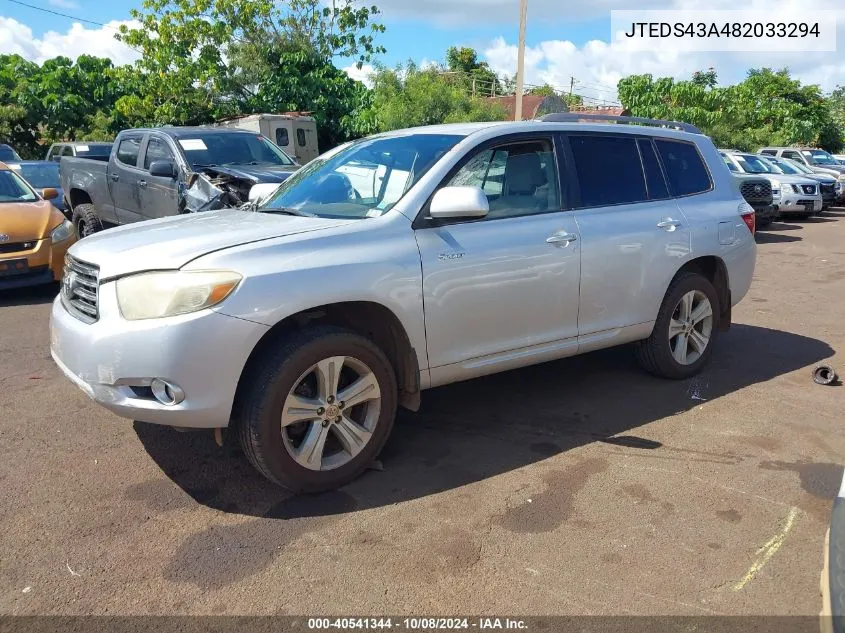 2008 Toyota Highlander Sport VIN: JTEDS43A482033294 Lot: 40541344