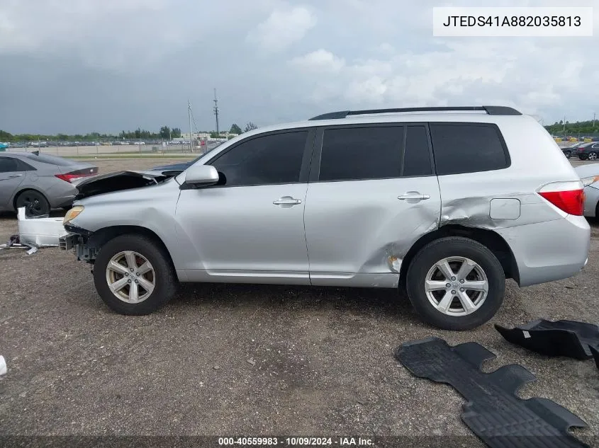 2008 Toyota Highlander VIN: JTEDS41A882035813 Lot: 40559983