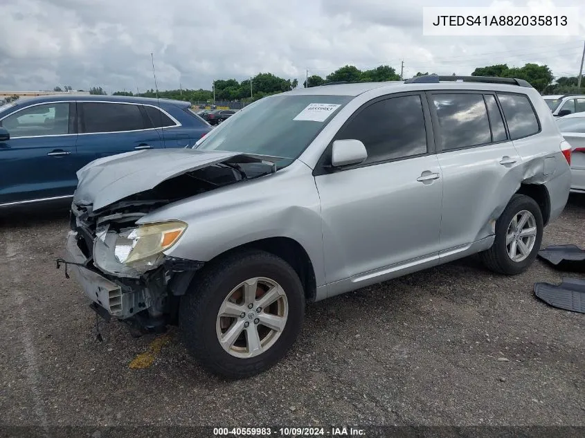 2008 Toyota Highlander VIN: JTEDS41A882035813 Lot: 40559983