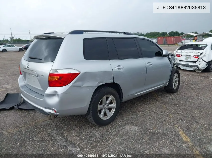 2008 Toyota Highlander VIN: JTEDS41A882035813 Lot: 40559983