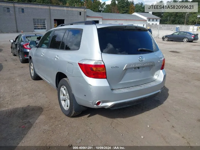 2008 Toyota Highlander VIN: JTEES41A582099621 Lot: 40561281