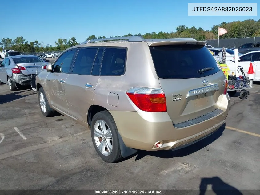 2008 Toyota Highlander Limited VIN: JTEDS42A882025023 Lot: 40562493