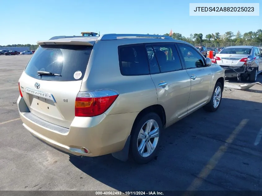 2008 Toyota Highlander Limited VIN: JTEDS42A882025023 Lot: 40562493