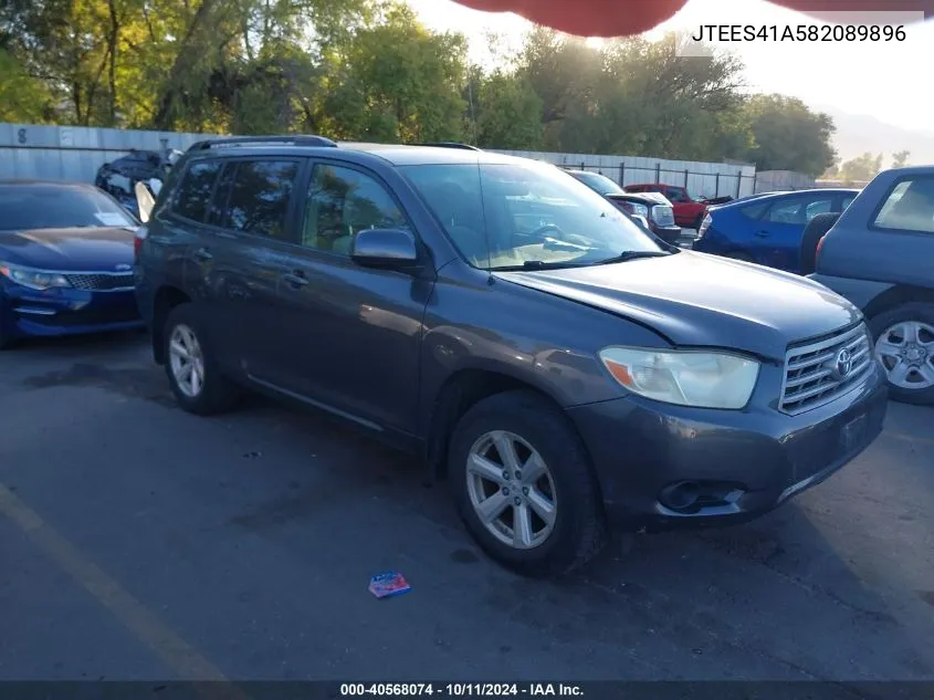 2008 Toyota Highlander VIN: JTEES41A582089896 Lot: 40568074