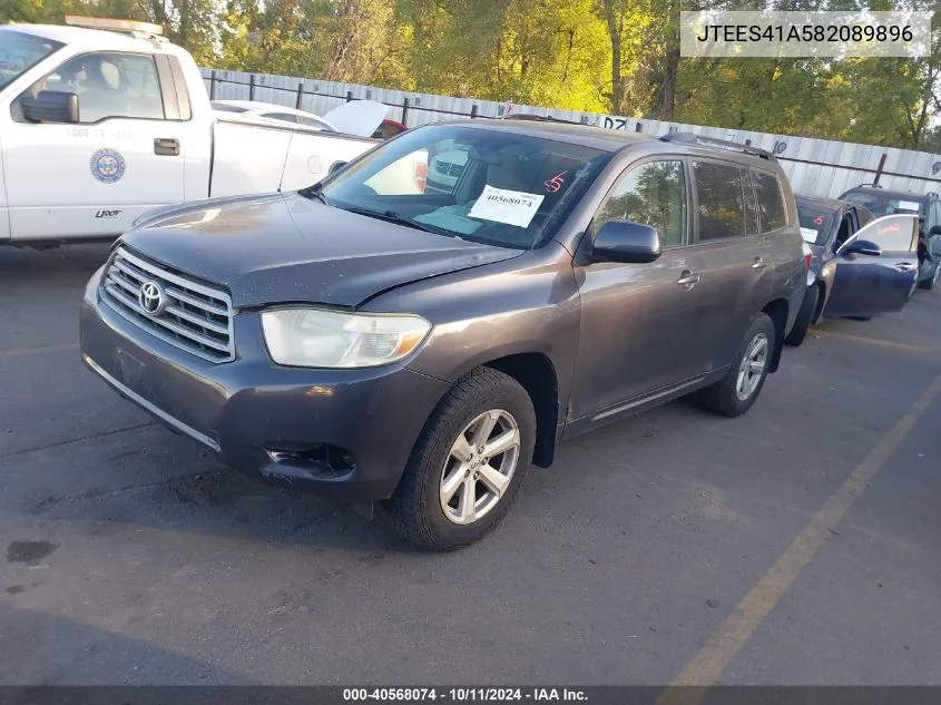 2008 Toyota Highlander VIN: JTEES41A582089896 Lot: 40568074