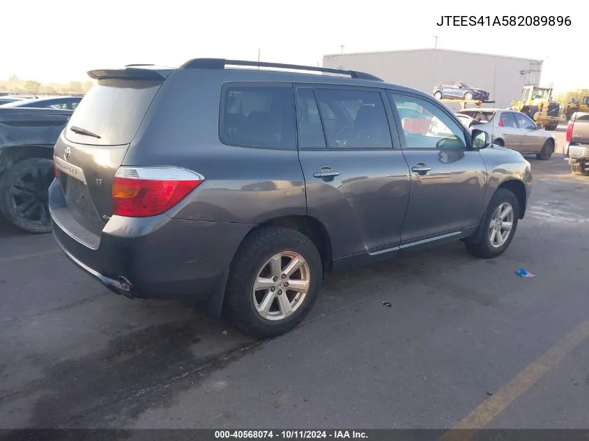 2008 Toyota Highlander VIN: JTEES41A582089896 Lot: 40568074