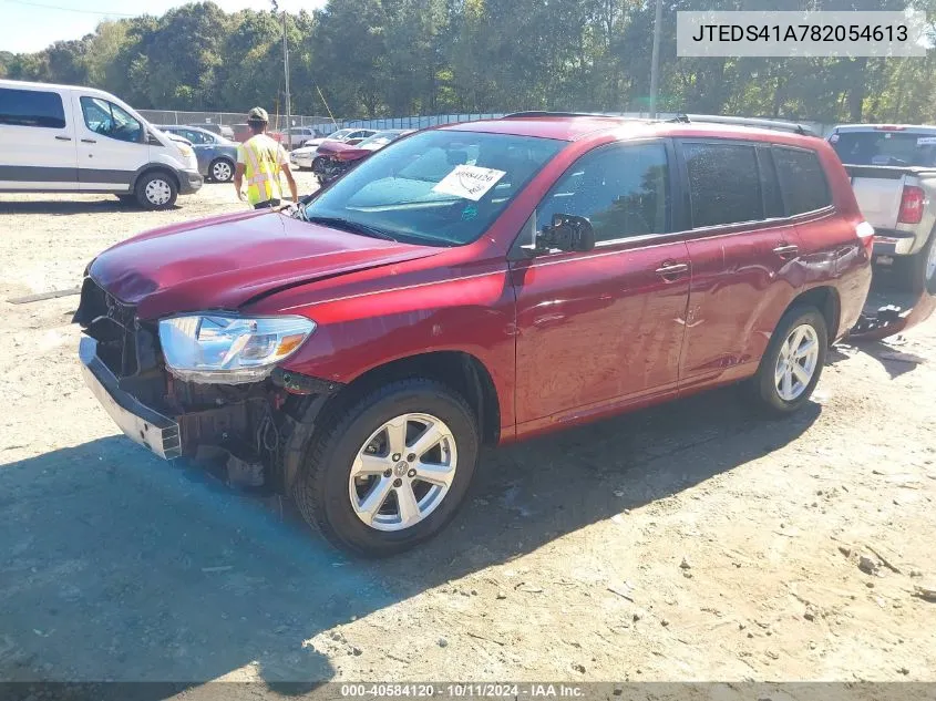 2008 Toyota Highlander VIN: JTEDS41A782054613 Lot: 40584120