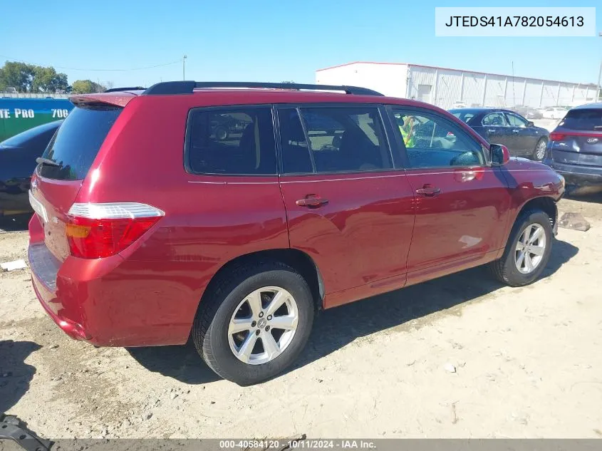 2008 Toyota Highlander VIN: JTEDS41A782054613 Lot: 40584120