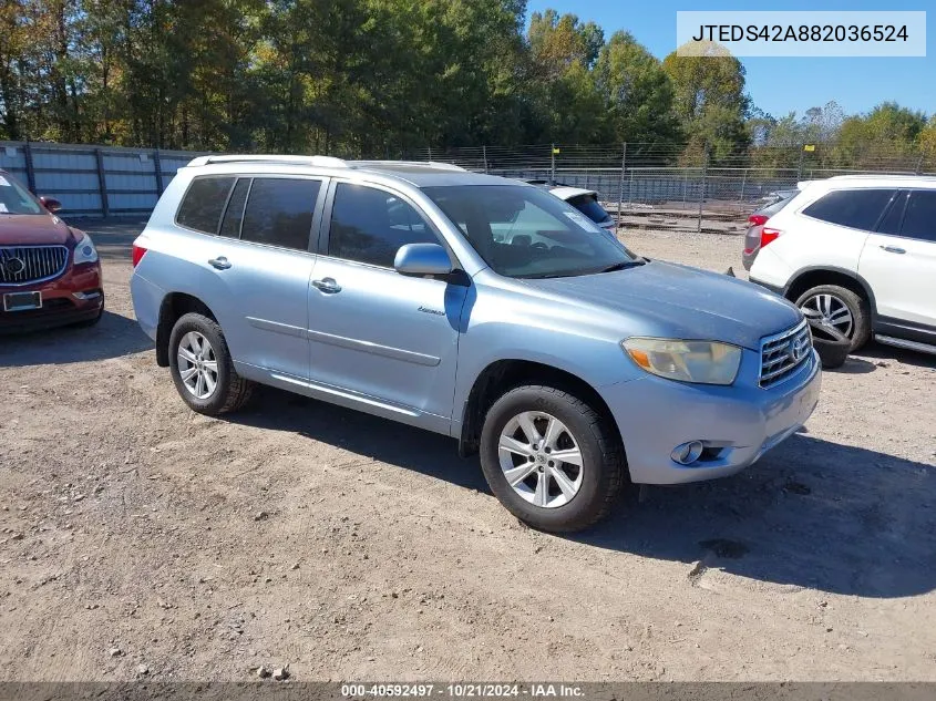 2008 Toyota Highlander Limited VIN: JTEDS42A882036524 Lot: 40592497