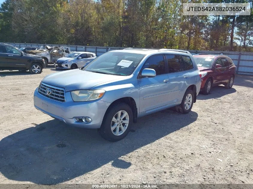 2008 Toyota Highlander Limited VIN: JTEDS42A882036524 Lot: 40592497